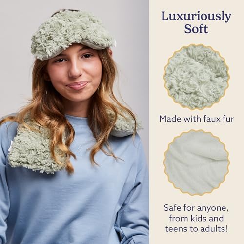 warmies Microwavable Neck & Shoulder Wrap - Heating & Cooling Plush Pad for Calming Relaxation - Weighted & Heated Neck Warmer with Scented Lavender - Microwave Heat Pad for Aches & Pain - Curly Sage