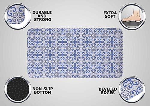 Mabel Home Anti Fatigue Floor Mat- 3 Size(20x32 & 20x39 & 24x70),16 Colors - Standing Desk Mat-Kitchen Floor Mat-Stain ResistantHome Non-Slip Bottom, Extra Soft (Blue&Pattern, 20" x 32")