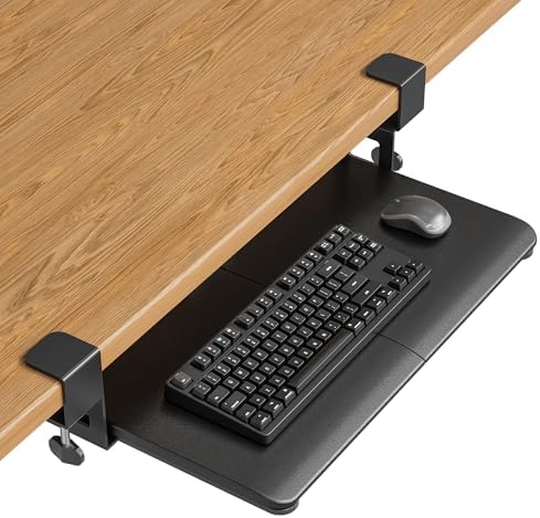 BONTEC Under Desk Keyboard Tray, Pull-Out Keyboard & Mouse Platform