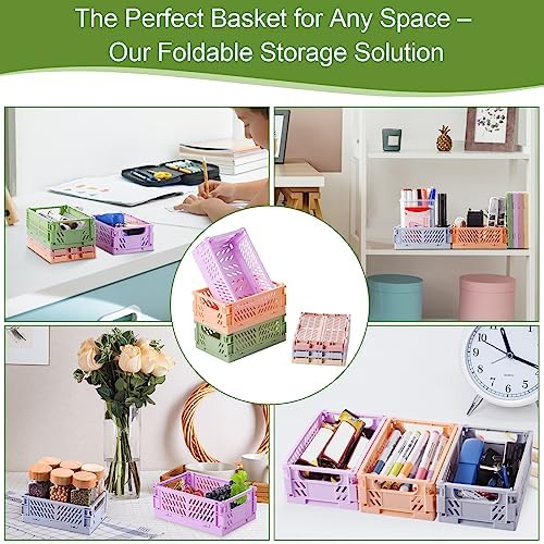 HUUSMOT 6-Pack Collapsible Small Plastic Storage Baskets, 5.9"x3.8"x2.2"