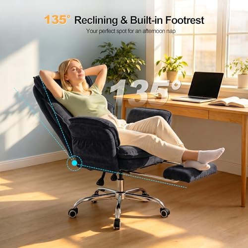 Office Chair with Flip Armrests & Foot Rest,Criss Cross Legged Home Office Desk Chair with Pet Seat,Ergonomic Reclining Computer Gaming Chair,High Back Executive Chair with Lumbar Pillow,Black