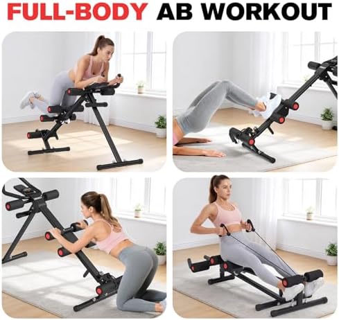 DERACY Ab Workout Machine Adjustable Ab Trainer Abdominal Trainer for Home Gym Foldable Ab Crunch Machine for Core 440 LBS