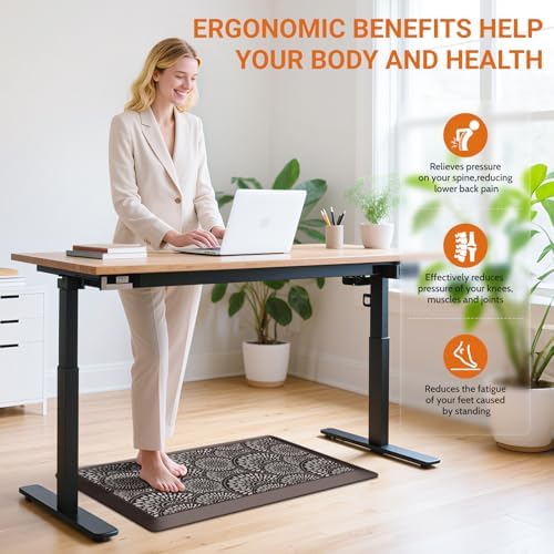 Mattitude 4/5 Inch Kitchen Mat, 20x32in Heavy Duty Ergonomic Comfort Foam Standing Desk Mat, Waterproof Non-Slip Standing Mats and Rugs for Kitchen, Office, Chocolate