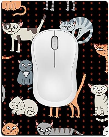 Small Mouse Pad Cute, Mini Mouse Pads for Wireless Mouse and Laptop, Travel Mousepad with Designs - Funny Cats, Portable Mouse Mat with Non-Slip Rubber Base and Waterproof Cloth - 5.5 x 7 in