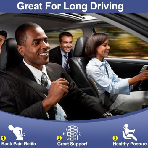 BYMECOST Cooling Lumbar Support Pillow for Car,Memory Foam Car Back Cushion