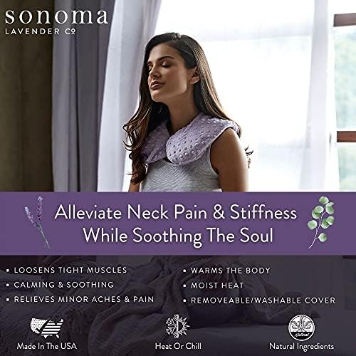 Luxury Eucalyptus Heatable/Chillable Neck Pillow by Sonoma Lavender, Microwaveable for Neck and Shoulders with Removable Washable Covers, Great for Relaxation and Relief (Eucalyptus, Silver Fox)