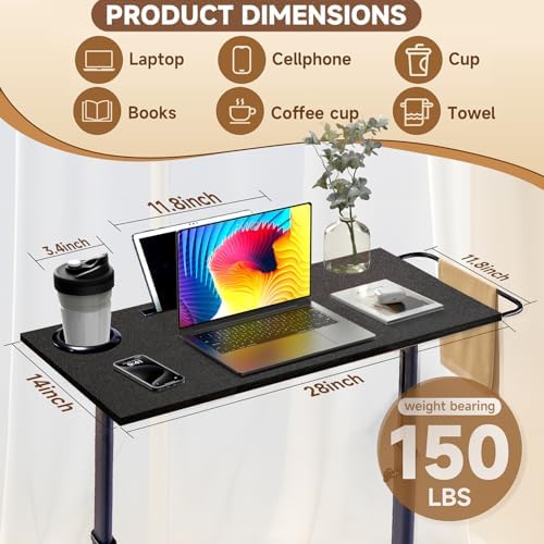 Adjustable Treadmill Walking Pad Desk, for Bike/Cycling Trainer, Workstation Standing Desk, Trainer Stand Table for Indoor, Treadmill Attachment-Exercise While Working or Watching TV, Black