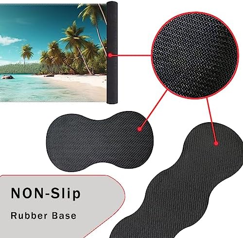 Keyboard Wrist Rest and Mouse Pad with Wrist Support Set Ergonomic Coaster,Memory Foam,Easy Typing Pain Relief,Large XL Desk Mat 31.5"x 11.8",Beach and Coconut Trees Design