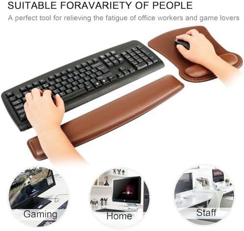 RICHEN Keyboard Wrist Rest Pad and Mouse Wrist Rest Support Mouse Pad Set,Sturdy & Comfortable & Lightweight for Easy Typing & Pain Relief-Ergonomic Support (Brown)