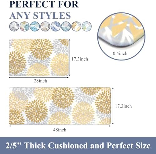 HEBE Anti Fatigue Kitchen Rugs Set of 2, Cushioned Kitchen Mats for Floor