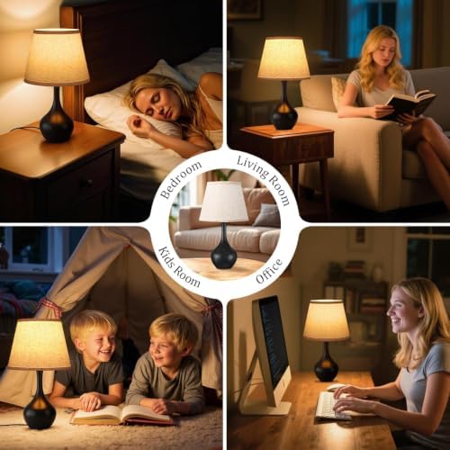 16.1" Touch Table Lamp for Nightstand, Dimmable Small Bedroom Lamp Set of 2