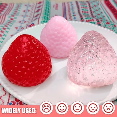 3Pcs Big Taba Squishies Strawberry, Cute Strawberry Squeeze Toys