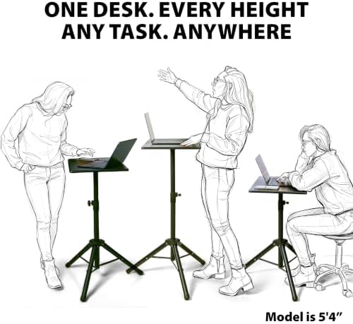Victor Portable Adjustable Tripod Desk – Mobile Standing Desk, Height Adjustment (30.5" to 45") for Laptops, Projectors, and More – Compact, Lightweight & Stable for Home, Office, or Classroom (DC530)