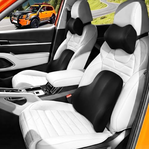 Car Pillow for Kia Telluride,Car Neck Pillow,Lumbar Support Pillow for Car,Memory Foam Pillow,Ergonomic Pillow,Adjustable and Washable,Car Essentials for Long Trips,Car Accessories,Ice Silk,1 Set
