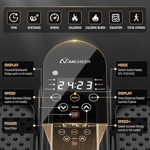 ANCHEER Under Desk Elliptical Machine - Electric Elliptical Leg Exerciser for Seniors with 12 Speeds & Remote Control, Portable Quiet Pedal Exerciser Machine for Home Office