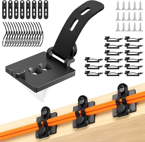 Kanemc Cable Management Clips Under Desk,Adhesive Wire Organizers for Cords