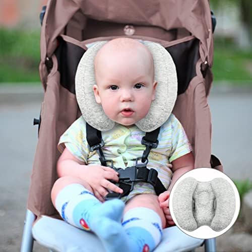 2 in 1 Baby Support Pillow, Adjustable Banana Shape Baby Neck Head Travel Pillow Stroller Insert Cushion for Kids, Toddler, Gray
