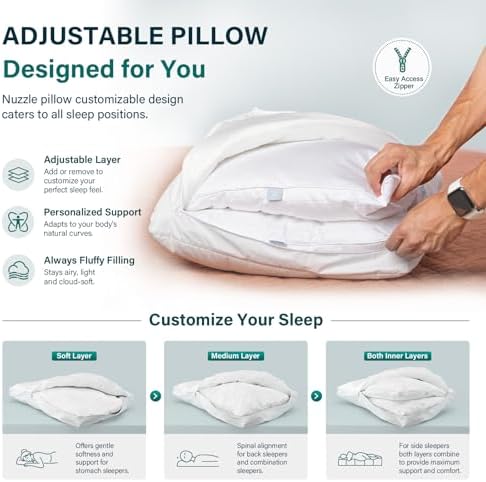 Nuzzle Pillow King Size Adjustable Neck Pillows,Soft Luxury Hotel Feel