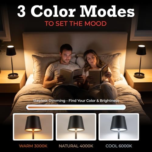 Cordless Table Lamp 2-Pack, Rechargeable Touch Lamp with Remote
