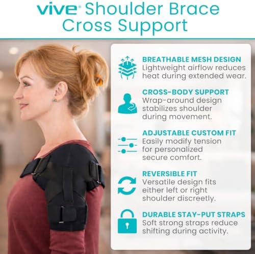 Vive Shoulder Cross Support Brace - Rotator Cuff Adjustable Stability
