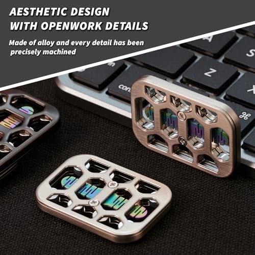 Fidget Toys Adults Openwork Design Metal Fidget Slider EDC Fidget Toys Adults Decompression Desk Toys to Relief Anxiety and Stress for ADD, ADHD & Autism (Silver)