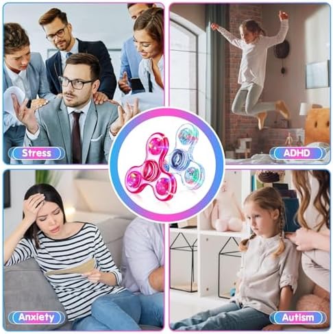 Fidget Spinner 2 Pack, Light up Sensory Fidget Toys Adults Kids Autism ADHD