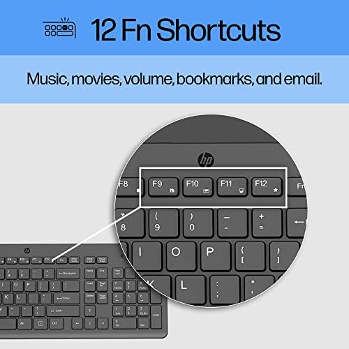 HP 150 Wired Keyboard-Full-Sized, Keyboard with Numeric Keypad-Silent-Touch Chiclet Keyboard - Ergonomic,Comfortable Design-USB Plug-and-Play Connectivity, LED Indicators (664R5AA, Black) (Pack of 10)