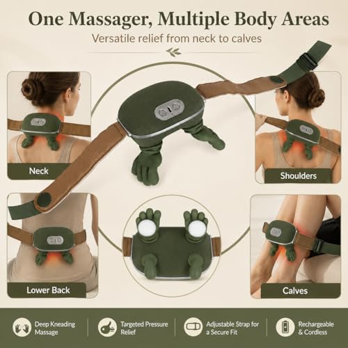 Simulation Hand Neck Massager, Portable Electric Shiatsu Shoulder Massage Device with Heat, 4D Wireless Deep Tissue Relief, Relax Muscles & Relieve Arm&Leg Fatigue After Exercising,massage,mother Gift