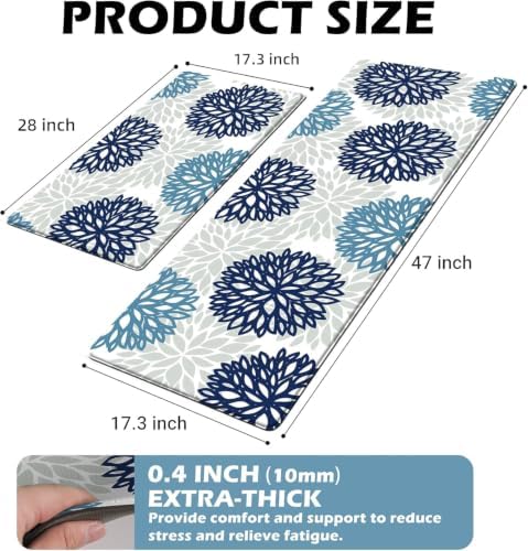 Kitchen Mats Set of 2 Cushioned Anti Fatigue Kitchen Rugs Non Slip Waterproof Kitchen Runner Memory Foam Kitchen Floor Mat Comfort Standing Mat for Sink,Office,Laundry,17.3 x 28 inch + 17.3 x 47 inch