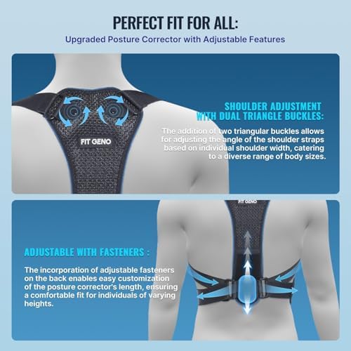 Fit Geno Posture Corrector, Back Support Brace with Lumbar for Men Women