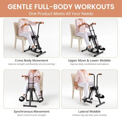 RYGEO Pedal Exerciser Bike for Seniors – Arm, Leg, Hand & Knee Elderly Exercise Equipment, Sit Down Air Walker for Total Body, Upper & Lower Limb Trainer Home Workout