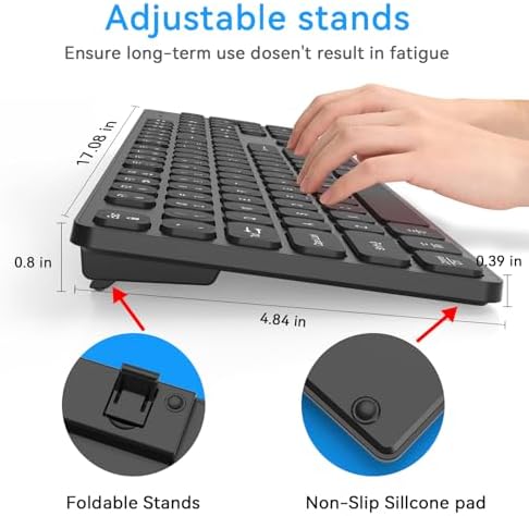 Rechargeable Wireless Keyboard for Mac and Windows, Ultra Slim 2.4GHz Full-Size Keyboard with Low-Profile Quiet Keys, Compatible with PC, Laptop, Windows 11/10/8/7 (Black)