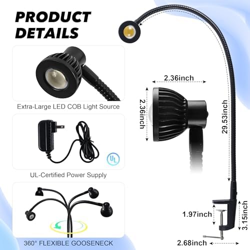 Hersi 5W 30" Long Swing Arm Architect Desk Lamp LED Task Light with Clamp
