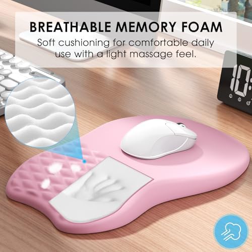MROCO Ergonomic Mouse Pad with Wrist Support, 11.8 x 7.8 in, Pale Pink