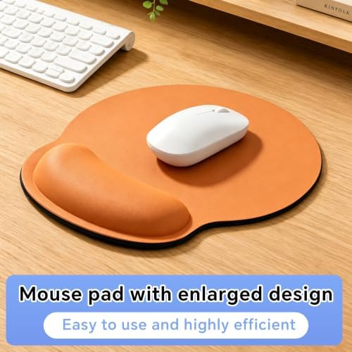 Ergonomic Mouse Pad with Wrist Rest, Lycra Surface, Orange