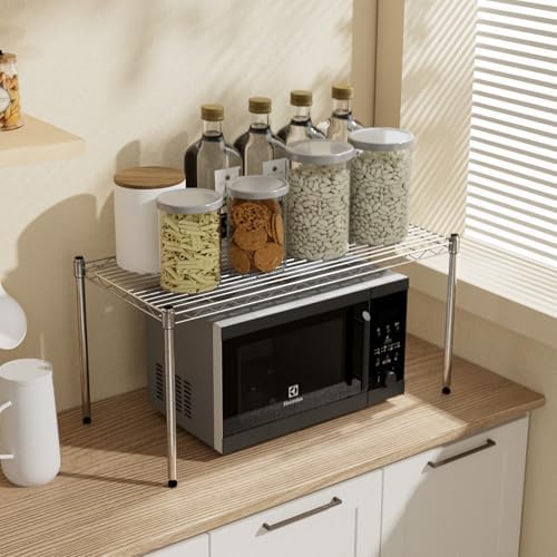 Simple Deluxe 1-Tier Shelving Units, 29.92" W x 13.78" D x 14.96" H Steel Wire Rack Storage Shelving Organizer, Chrome