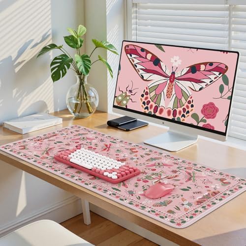 iCasso Pink Desk Pad Mat,XXL Large Mouse Pad,Desk Matt for Desktop