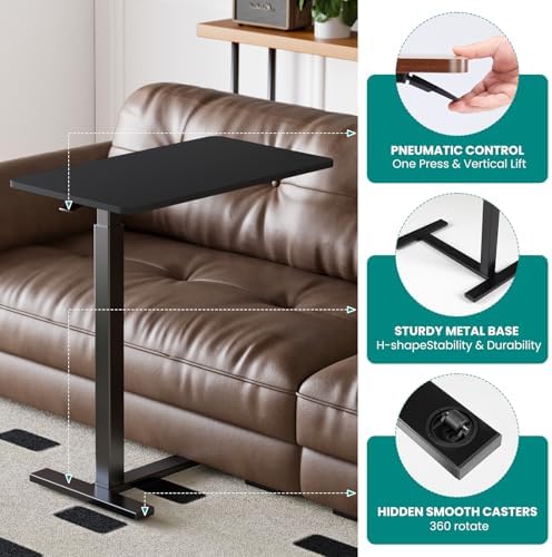 OLIXIS Bedside Table, Mobile Standing Desk, Bed Table for Apartment
