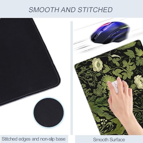 Floral Desk Mat Green Leaves Plant Desk Pad Matt for Desktop Large Gaming Mousepad XXL Full Desk Mouse Pad Computer Keyboard Mat Deskmat Aesthetic Office Desk Decor 31.5 X 15.7 Inch