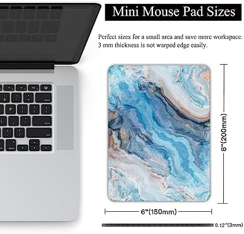 Small Mouse Pad, Mini Mouse Pad 6 X 8 Inch with Non-Slip Rubber Base for Keyboard Tray Laptops Wireless Mouse Home Office Travel, Washable & Portable (Abstract Colorful Marble 01)