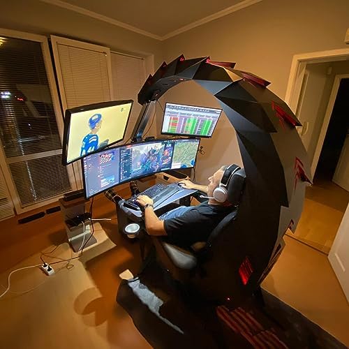 Gaming Chair Ergonomic Swivel with RGB LED for Racing, E-Sports, and Home Office Comfort (C)