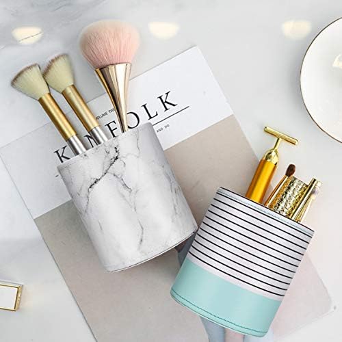 Pen Holder, Cup for Desk Marble Pattern Pencil Holder for Adults Kids Luxury Leather Desk Organizer Makeup Brush Holder for Office, Classroom, Home, Marble