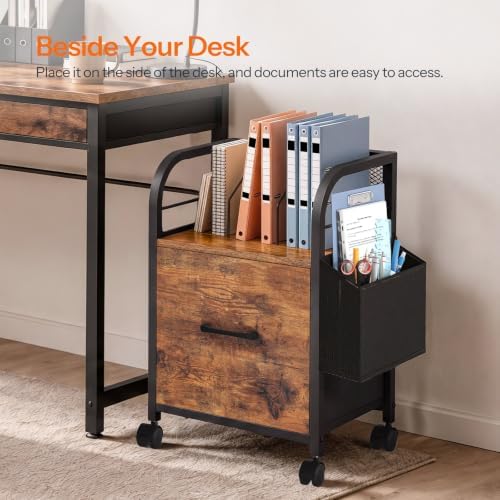 HOOBRO Small File Cabinet Under Desk, Rolling Filing Cart with Drawer