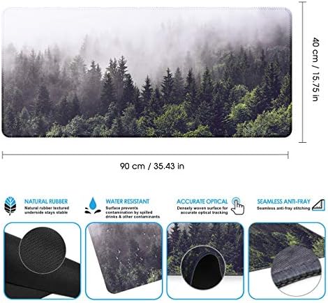 iCasso Extended Gaming Mouse Pad,35.4 x 15.7in Desk Pad, Forest