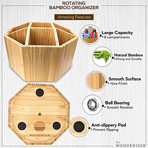 Bamboo Art Supply Organizer - Pencil & Pen Holder - Kids & Adults Desk Organizer - 8 Compartments
