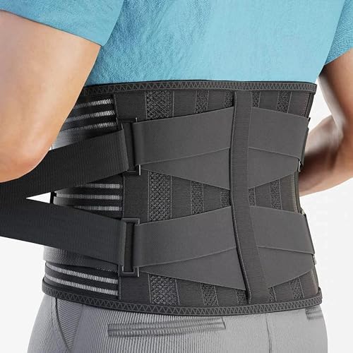 Modvel Back Brace for Lower Back Pain Women and Men – Lumbar Support Belt for Sciatica, Herniated Disc, Muscle Strain – Adjustable Breathable Work Brace with 6 Stays – Support for Posture