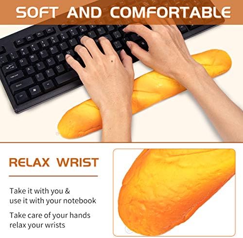 Soft Toast Bread Baguette Shape Anti-Skid Keyboard Wrist Rest Support for Office,Computer,Laptop& Mac,Slow Bounces Back Foam for Easy Typing & Pain Relief