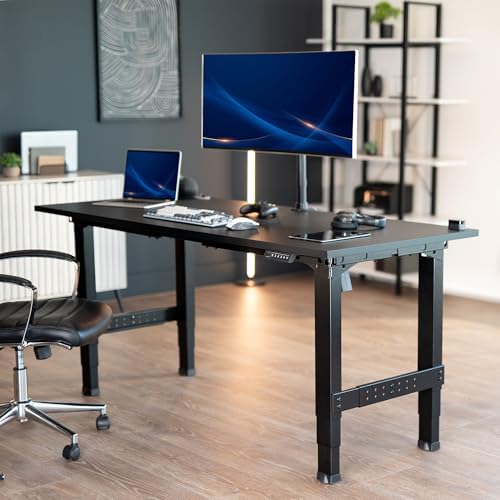 VIVO Black Premium 4-Leg Dual Motor Standing Desk Frame, DESK-E-P4B