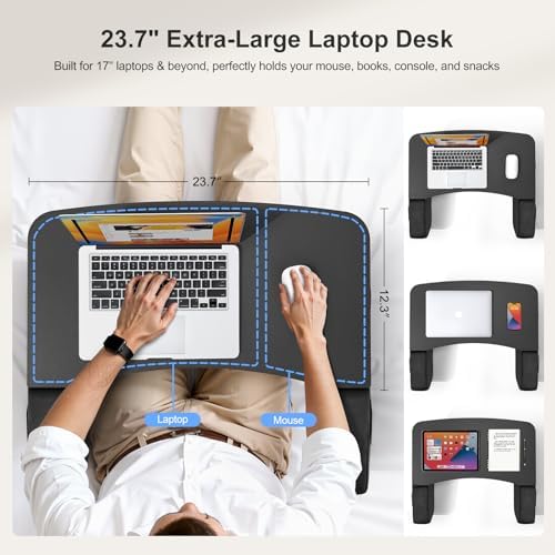 OPTIXCELL Lap Desk with Arm Rest, Ergonomic 17" Laptop Desk for Bed & Couch