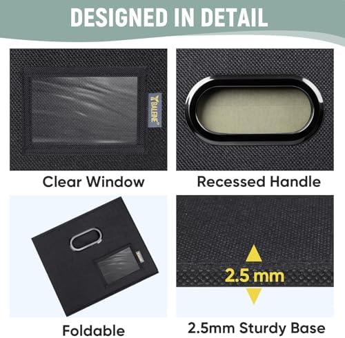 BALEINE File Organizer Box with Lid, Collapsible File Folder Organizer with Plastic Slide, Filing Box for Office Home Document Organizer Storage (Black, 1PK)